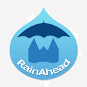 Logo des Projektes RainAhead- Regenschirm und Lübecker Dom im Regentropfen