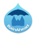 Logo des Projektes RainAhead- Regenschirm und Lübecker Dom im Regentropfen